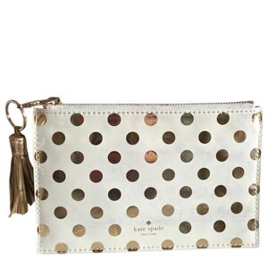 Kate Spade NY Gold Polka Dot Large Zip Tassel Wristlet